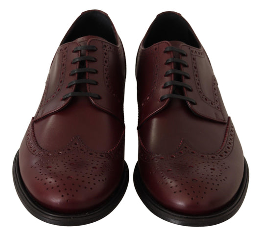 Dolce & Gabbana Elegant Bordeaux Leather Derby Shoes