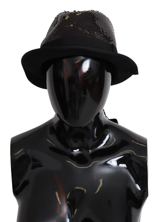 Dolce & Gabbana Elegant Black Sequin Fedora Hat