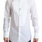 Dolce & Gabbana White Bib Cotton Poplin Men Formal Shirt