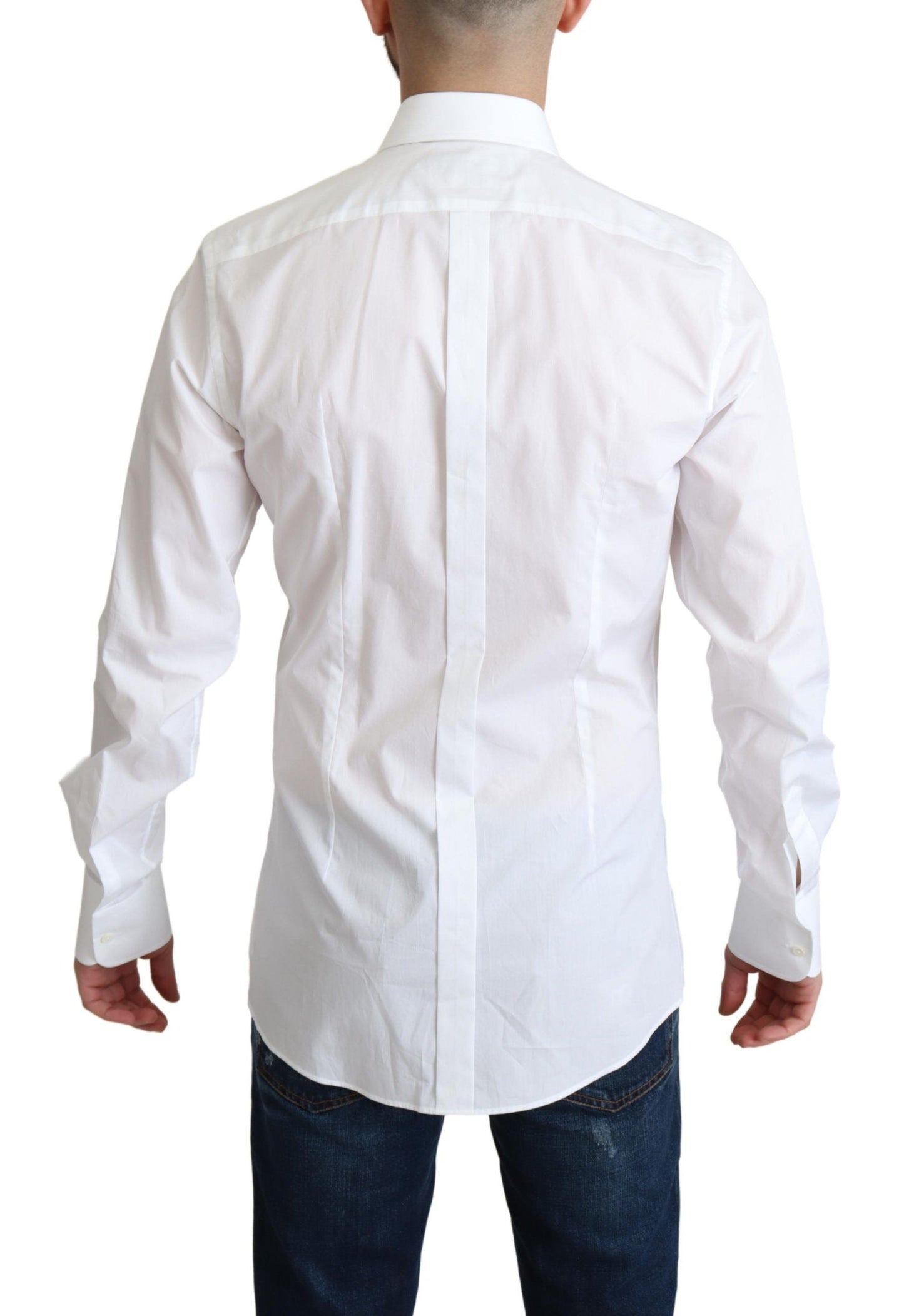 Dolce & Gabbana Elegant White Cotton Bib Dress Shirt