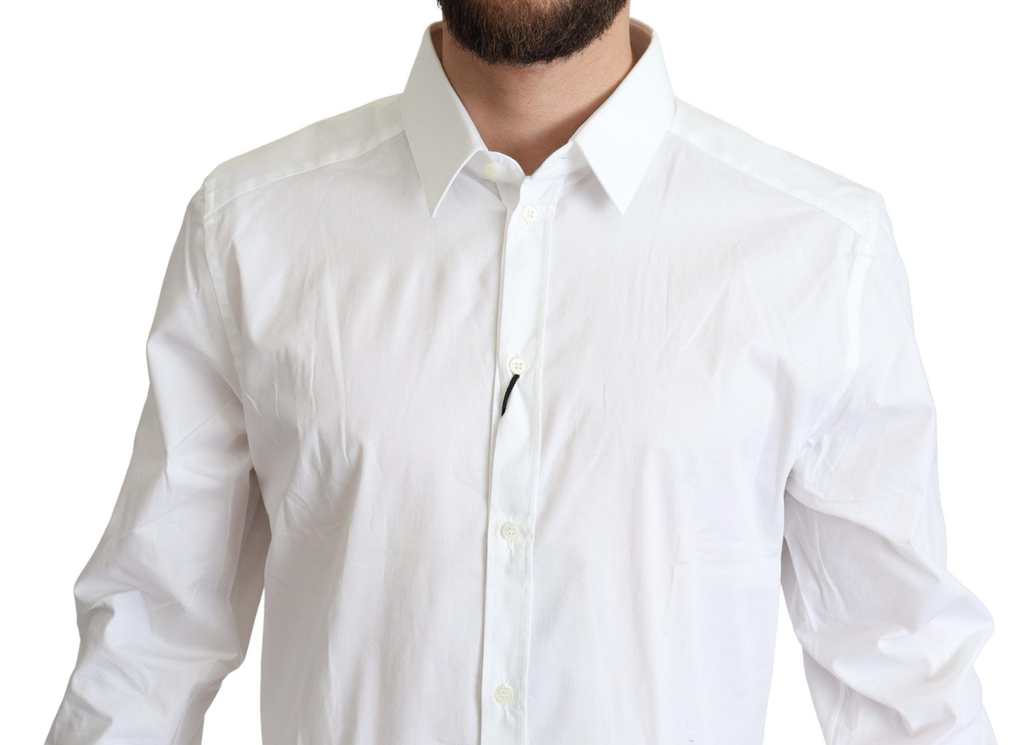 Dolce & Gabbana White Cotton Stretch Men Dress Formal Shirt