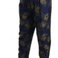Dolce & Gabbana Blue Peacock Print Tapered Trousers Silk Pants