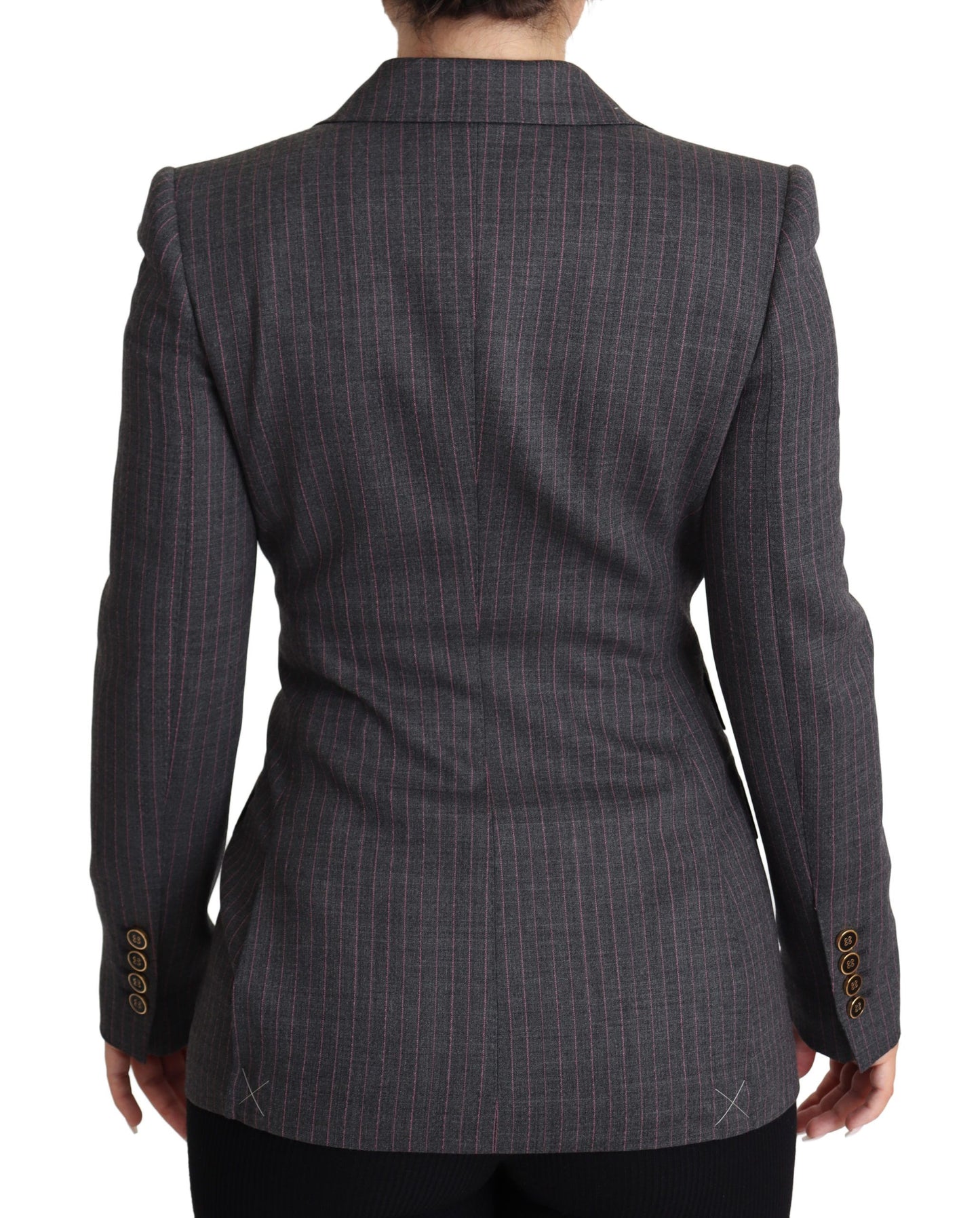 Dolce & Gabbana Gray Single Breasted Fitted Blazer Wool Jacket