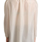 Dolce & Gabbana Light Gray Ascot Collar Shirt Silk Blouse Top