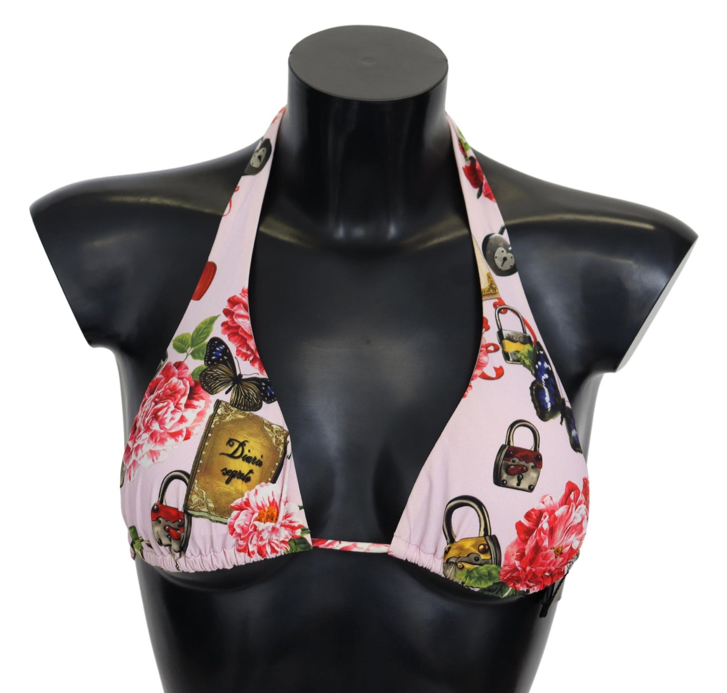 Dolce & Gabbana Multicolor Floral Butterfly Padlock Bikini Tops