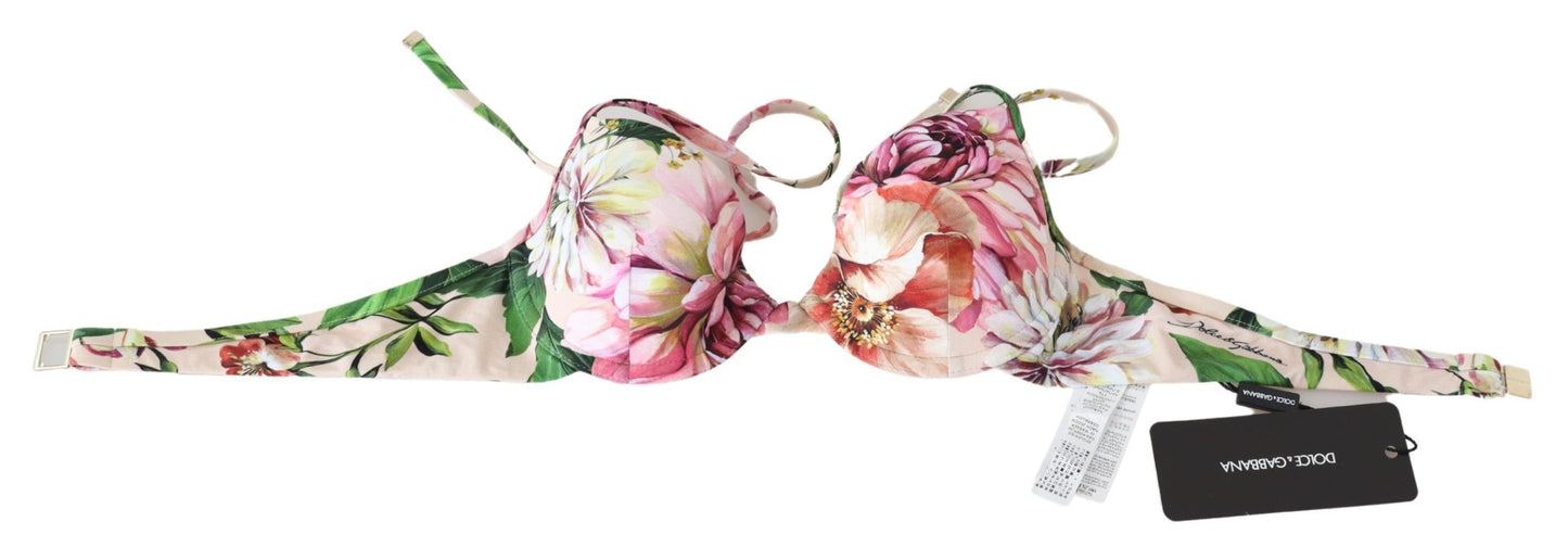 Dolce & Gabbana Multicolor Floral Swimsuit Beachwear Bikini Tops