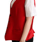 Dolce & Gabbana Red Virgin Wool Sleeveless Waistcoat Vest