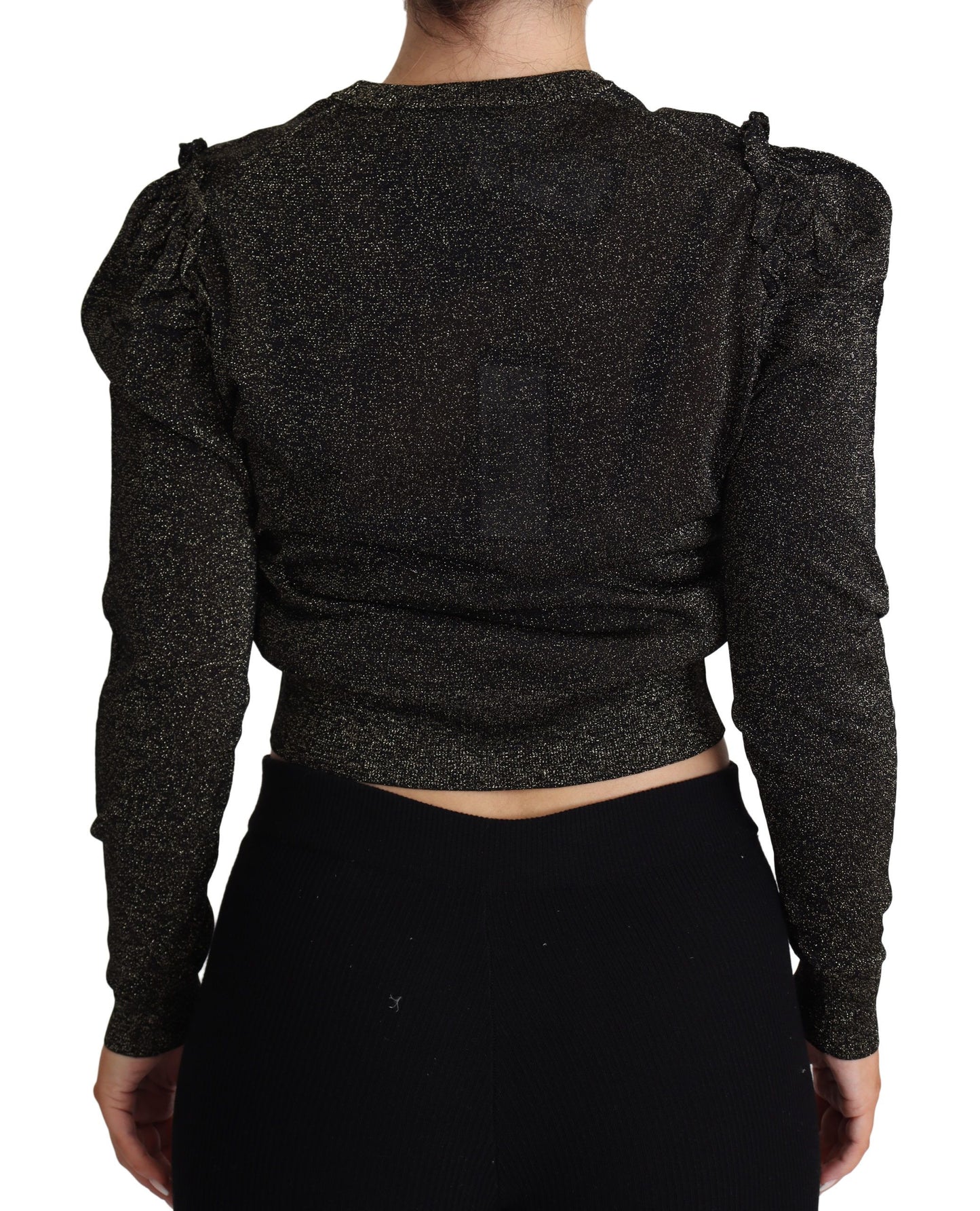 Dolce & Gabbana Black Gold Cropped Women Pullover Sweater