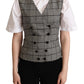 Dolce & Gabbana Gray Checkered Sleeveless Waistcoat Vest