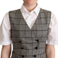 Dolce & Gabbana Gray Checkered Sleeveless Waistcoat Vest