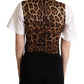 Dolce & Gabbana Chic Black Leopard Print Waistcoat