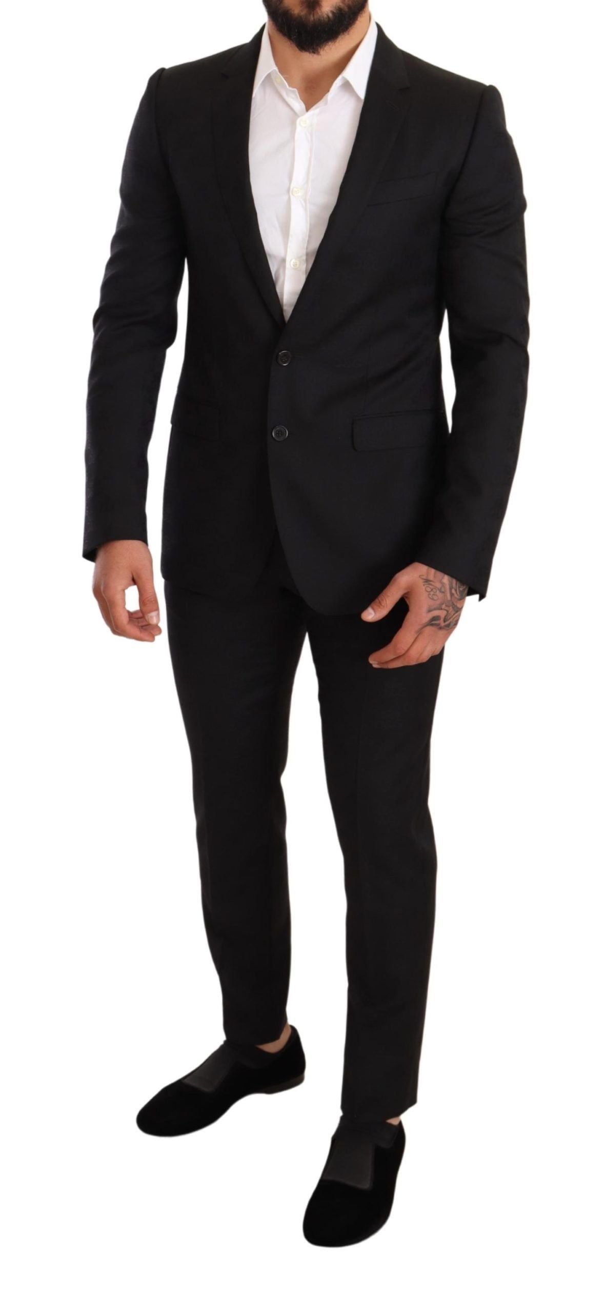 Dolce & Gabbana Elegant Martini Black Wool Suit