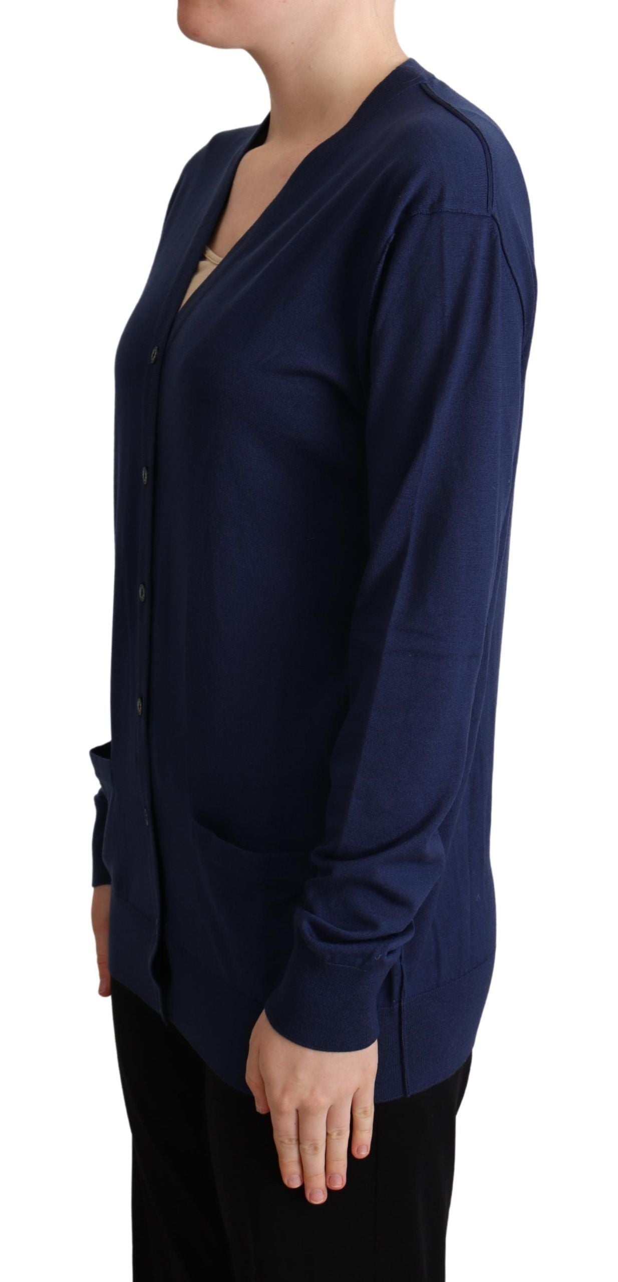 Dolce & Gabbana Blue Virgin Wool Button Down Cardigan Sweater