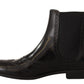 Dolce & Gabbana Black Leather Ankle High Flat Boots Shoes