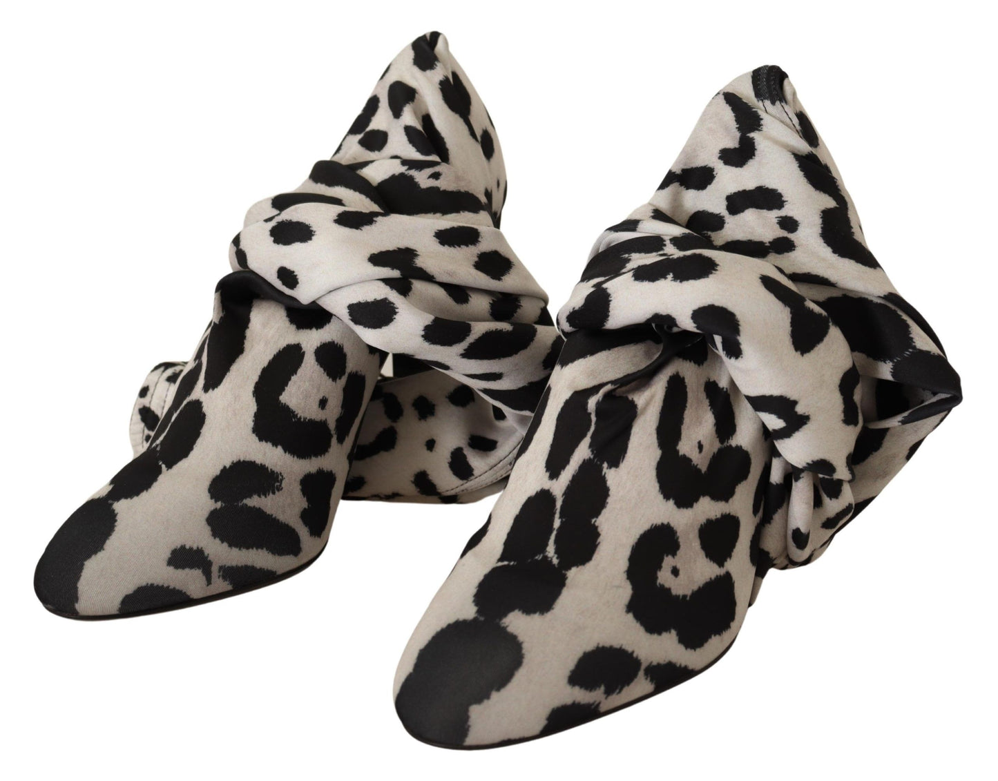 Dolce & Gabbana White Black Leopard Stretch Long Boots