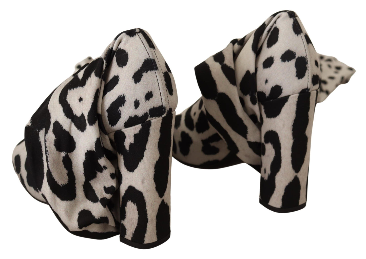 Dolce & Gabbana White Black Leopard Stretch Long Boots