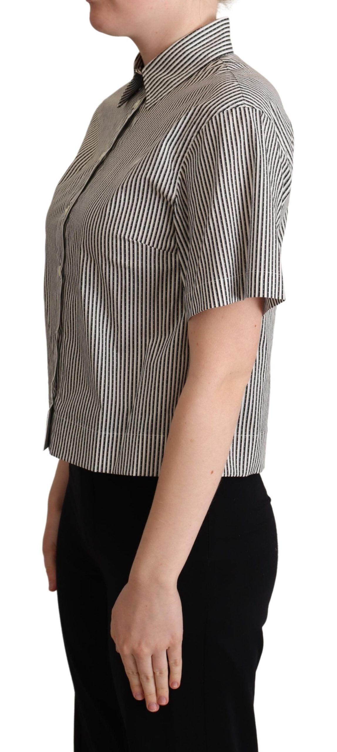 Dolce & Gabbana White Black Striped Cotton Shirt