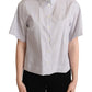 Dolce & Gabbana White Polka Dots Collared Blouse Shirt