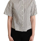 Dolce & Gabbana White Black Striped Shirt Blouse Top