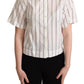 Dolce & Gabbana White Black Stripes Collared Shirt Top