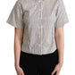 Dolce & Gabbana White Black Striped Collared Shirt
