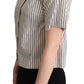 Dolce & Gabbana White Black Striped Collared Shirt