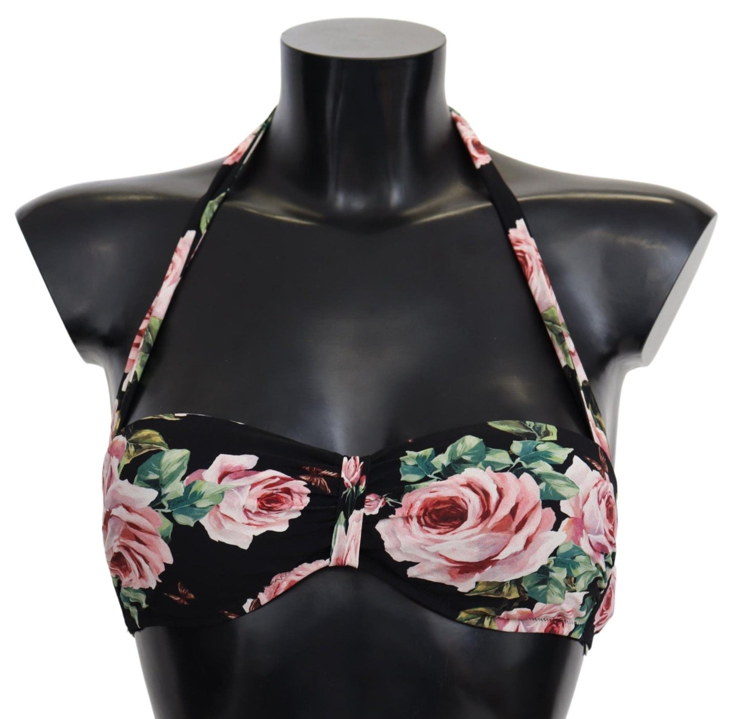 Dolce & Gabbana Elegant Black Floral Bikini Top