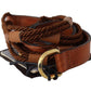 Scervino Street Elegant Braided Leather Belt in Dark Brown