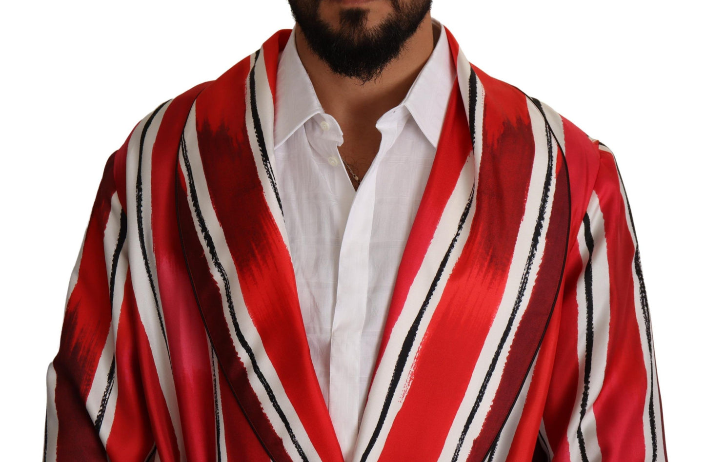 Dolce & Gabbana Chic Striped Silk Sleepwear Robe
