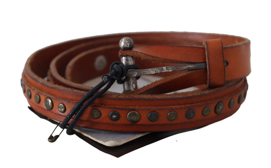 Scervino Street Brown Genuine Leather Rustic Silver Buckle Belt
