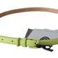 Scervino Street Green Leather Chartreuse Silver Green Buckle Belt
