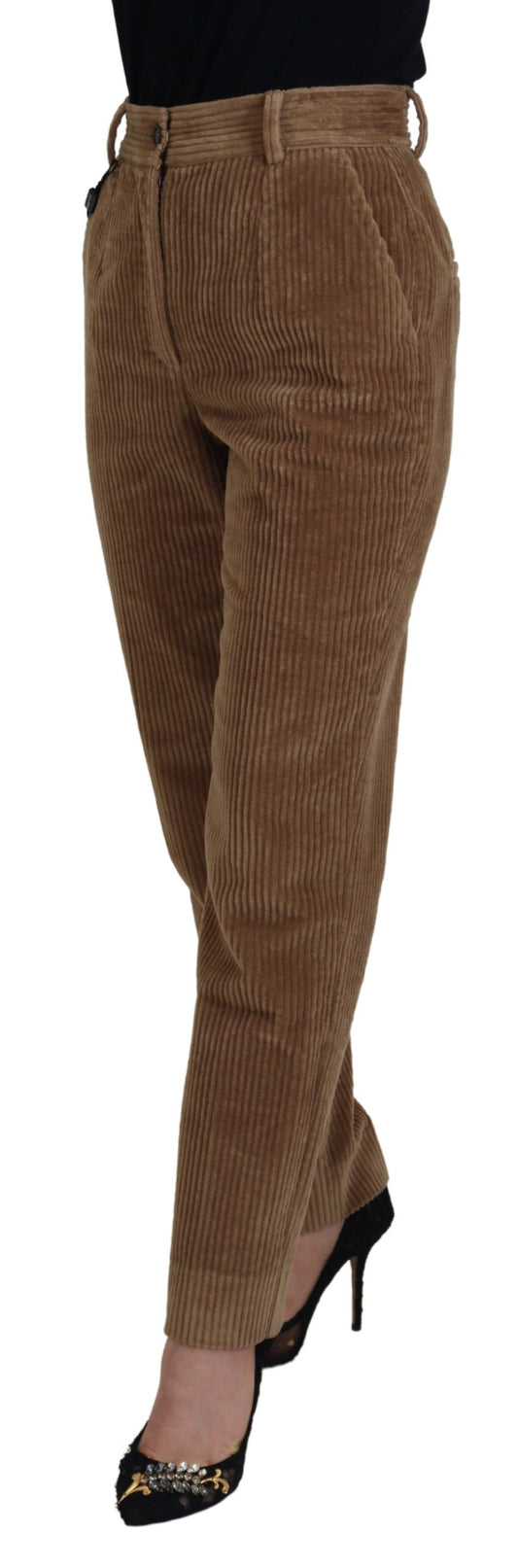 Dolce & Gabbana Elegant Brown Corduroy Pants for Sophisticated Style