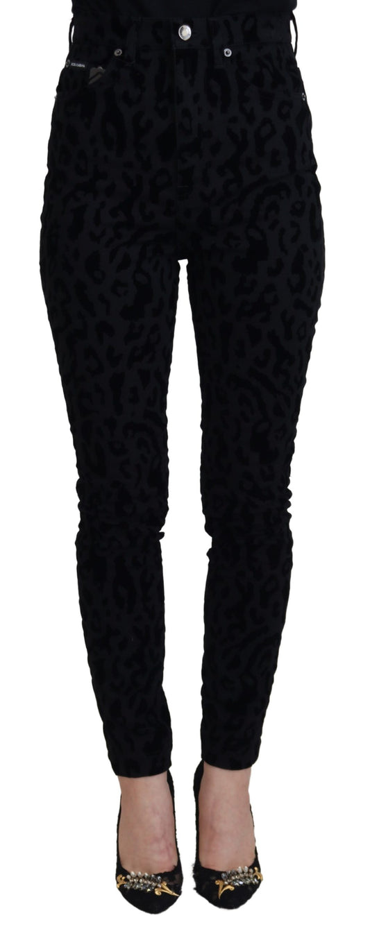 Dolce & Gabbana Chic Leopard Print Denim Elegance
