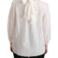 Dolce & Gabbana White Turtle Neck Blouse Shirt Silk Top