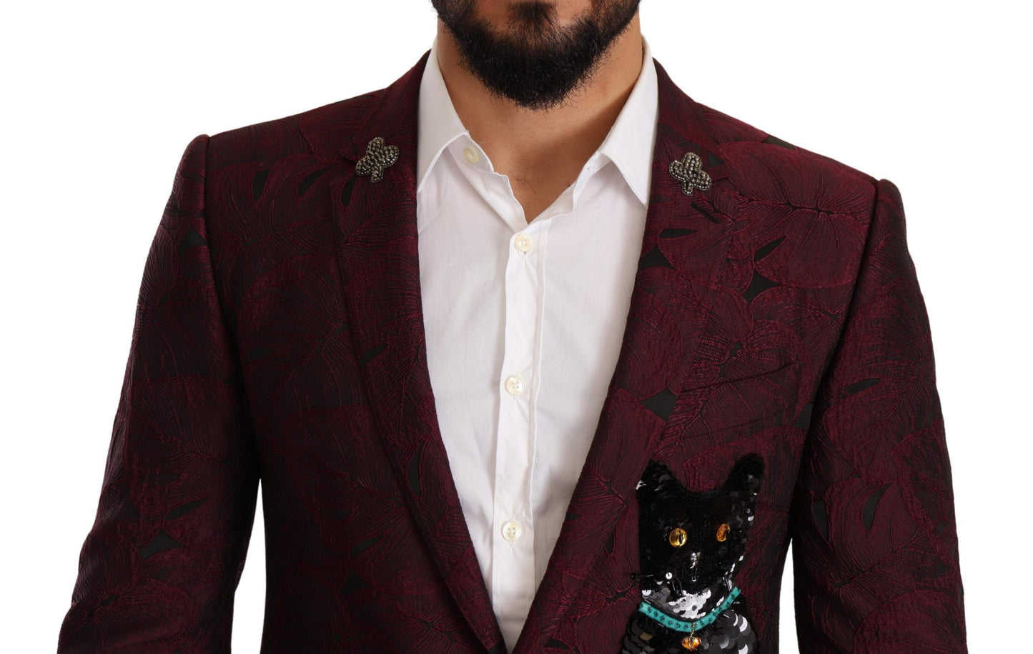 Dolce & Gabbana Maroon Cat Sequin MARTINI 2 Piece Suit