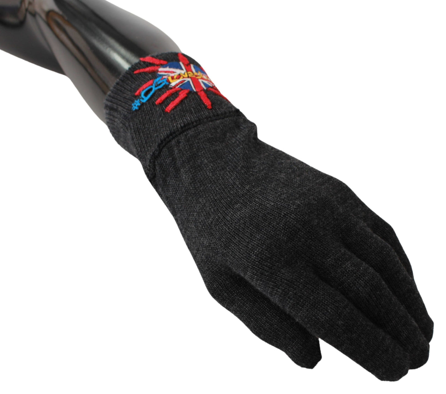 Dolce & Gabbana Gray #DGLovesLondon Embroidered Wool Gloves