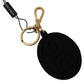 Dolce & Gabbana Black Rubber DG Logo Gold Brass Metal Keyring Keychain