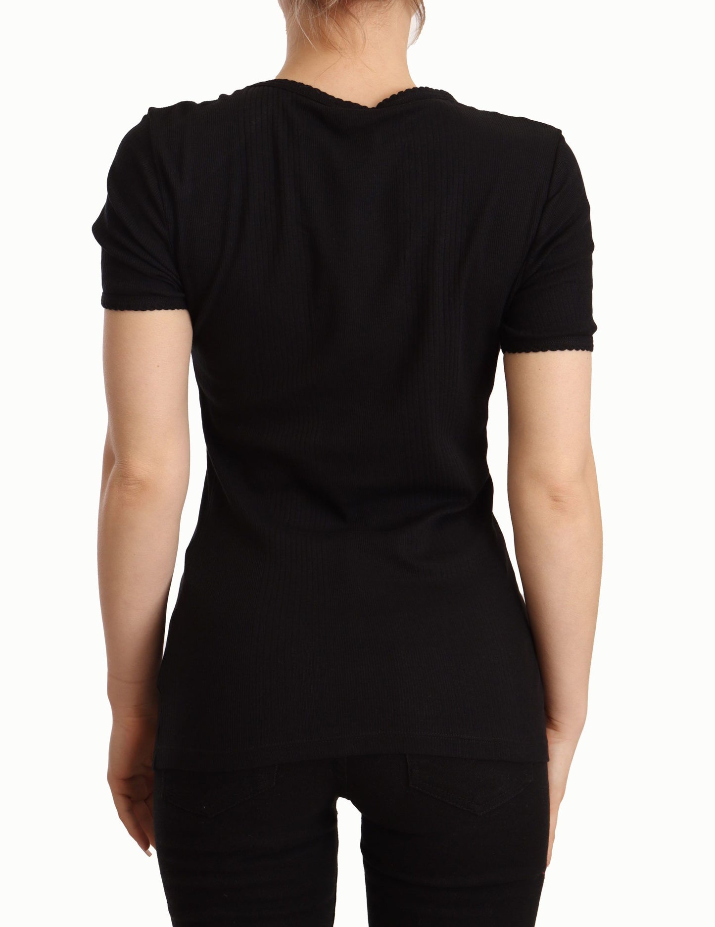 Dolce & Gabbana Elegant Black Cotton Short Sleeve Top