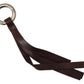 Costume National Chic Brown Leather Keychain with Brass Accents
