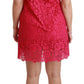 Dolce & Gabbana Pink Floral Lace Shift Gown Mini Dress