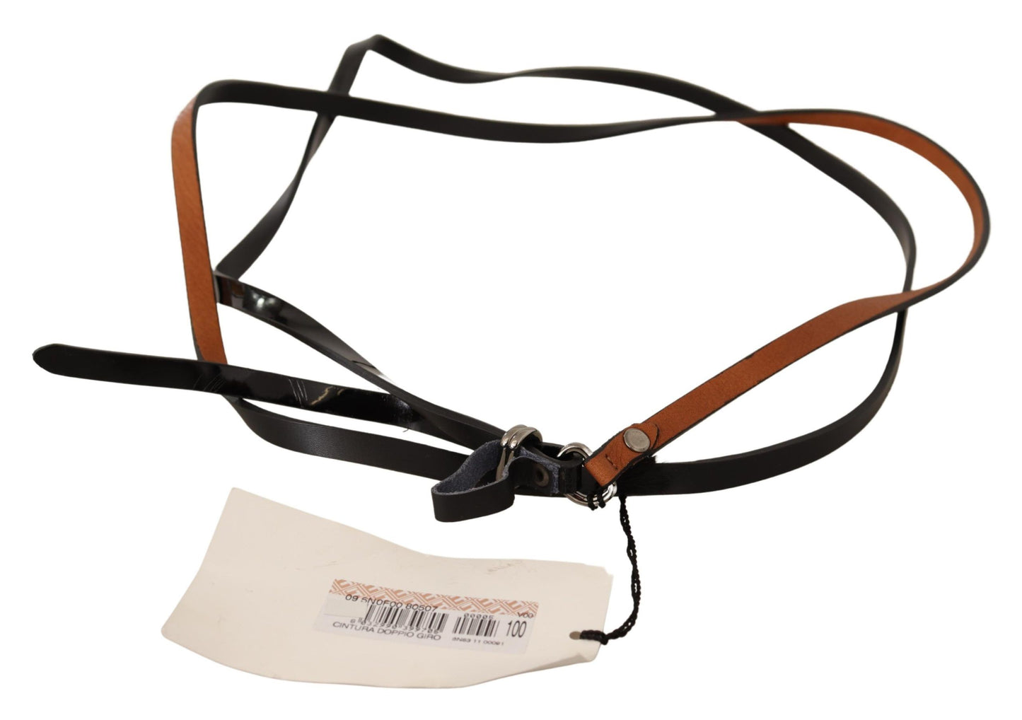Costume National Brown Leather Silver Tone Buckle Belt