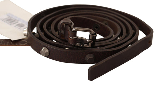 Costume National Chic Brown Leather Fashion Belt with Silver Buckle