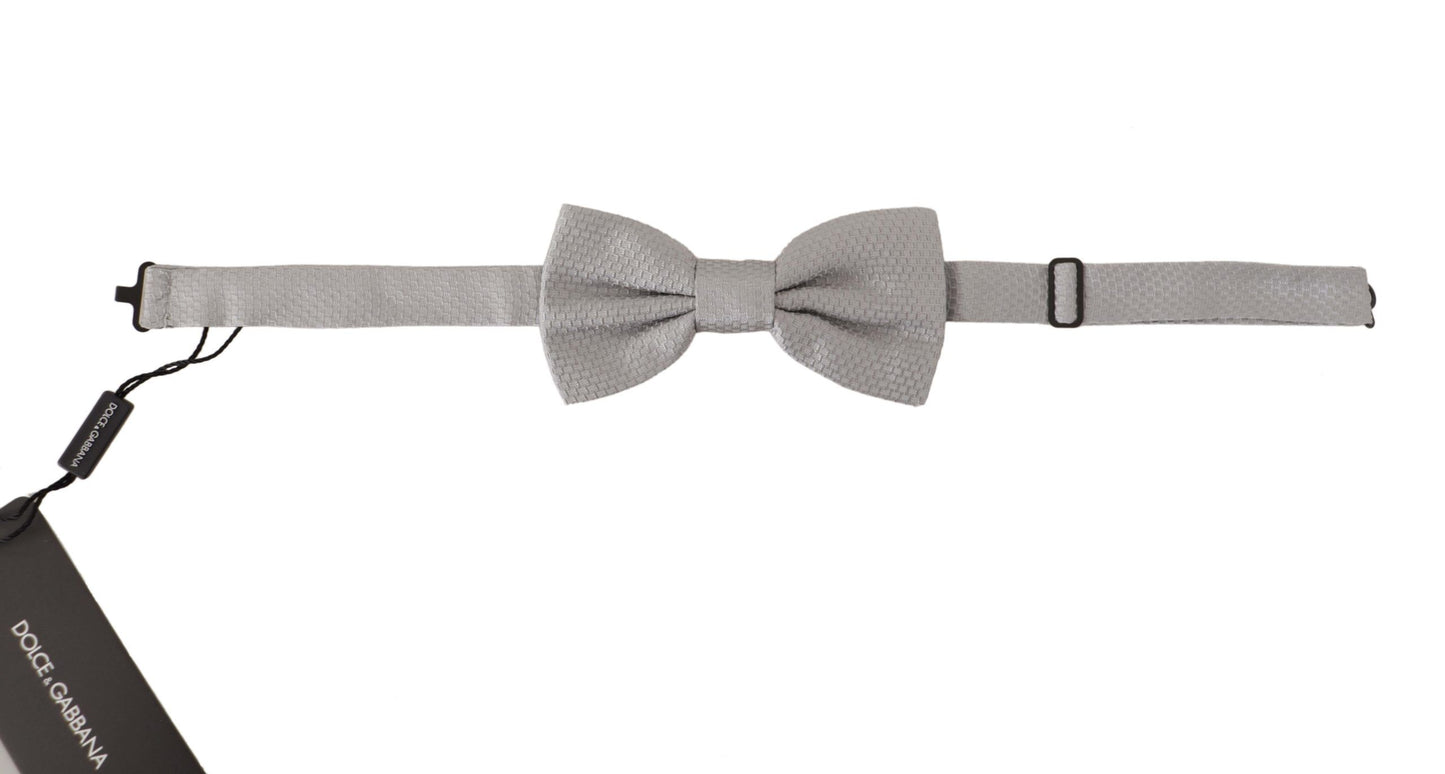 Dolce & Gabbana Chic Gray Silk Bow Tie