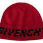 Givenchy Elegant Wool Beanie with Signature Contrast Logo