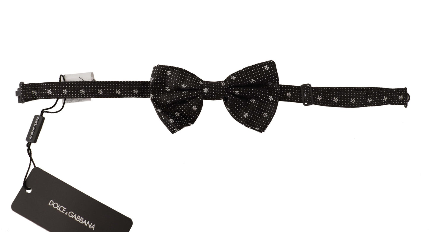 Dolce & Gabbana Elegant Black Silk Polka Dot Bow Tie