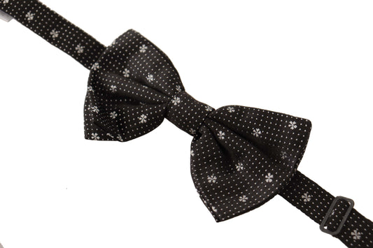 Dolce & Gabbana Elegant Black Silk Polka Dot Bow Tie