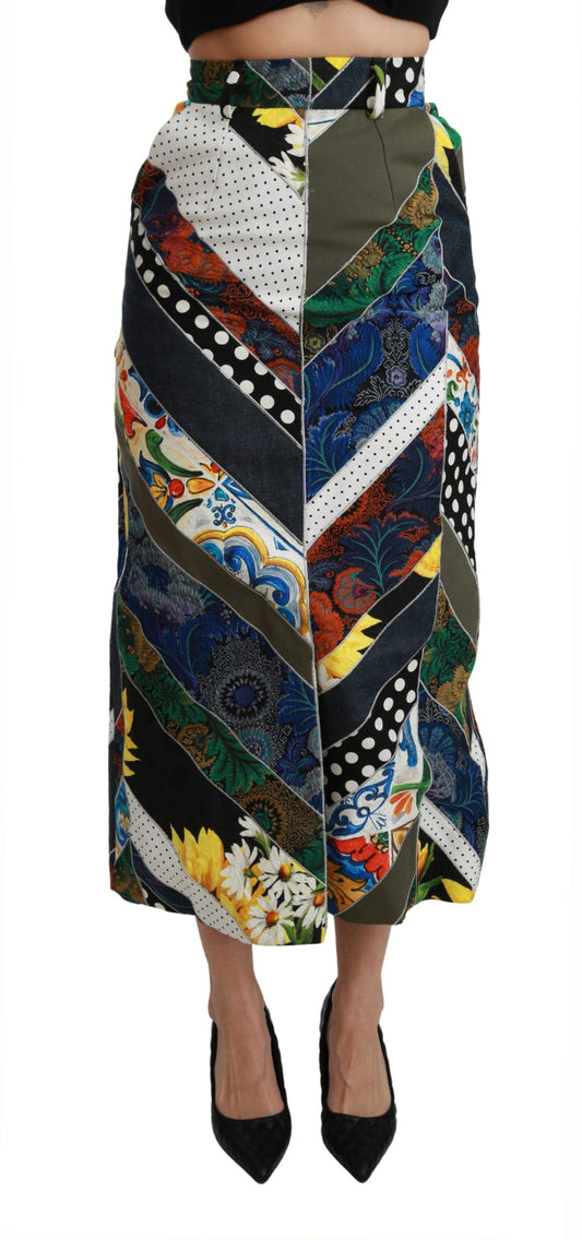 Dolce & Gabbana Elegant Geometric Print High-Waist Skirt