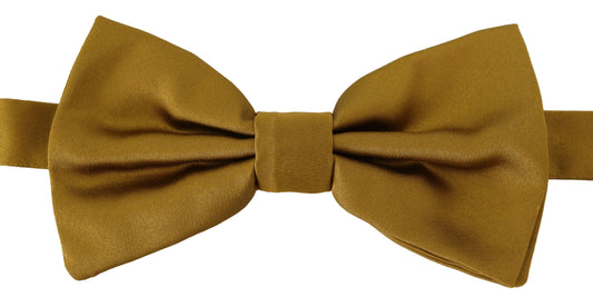 Dolce & Gabbana Elegant Mustard Yellow Silk Bow Tie