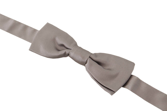 Dolce & Gabbana Elegant Silver Silk Bow Tie for Sophisticated Evening