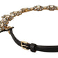 Dolce & Gabbana Black Daisy Crystal Dauphine Texture Belt